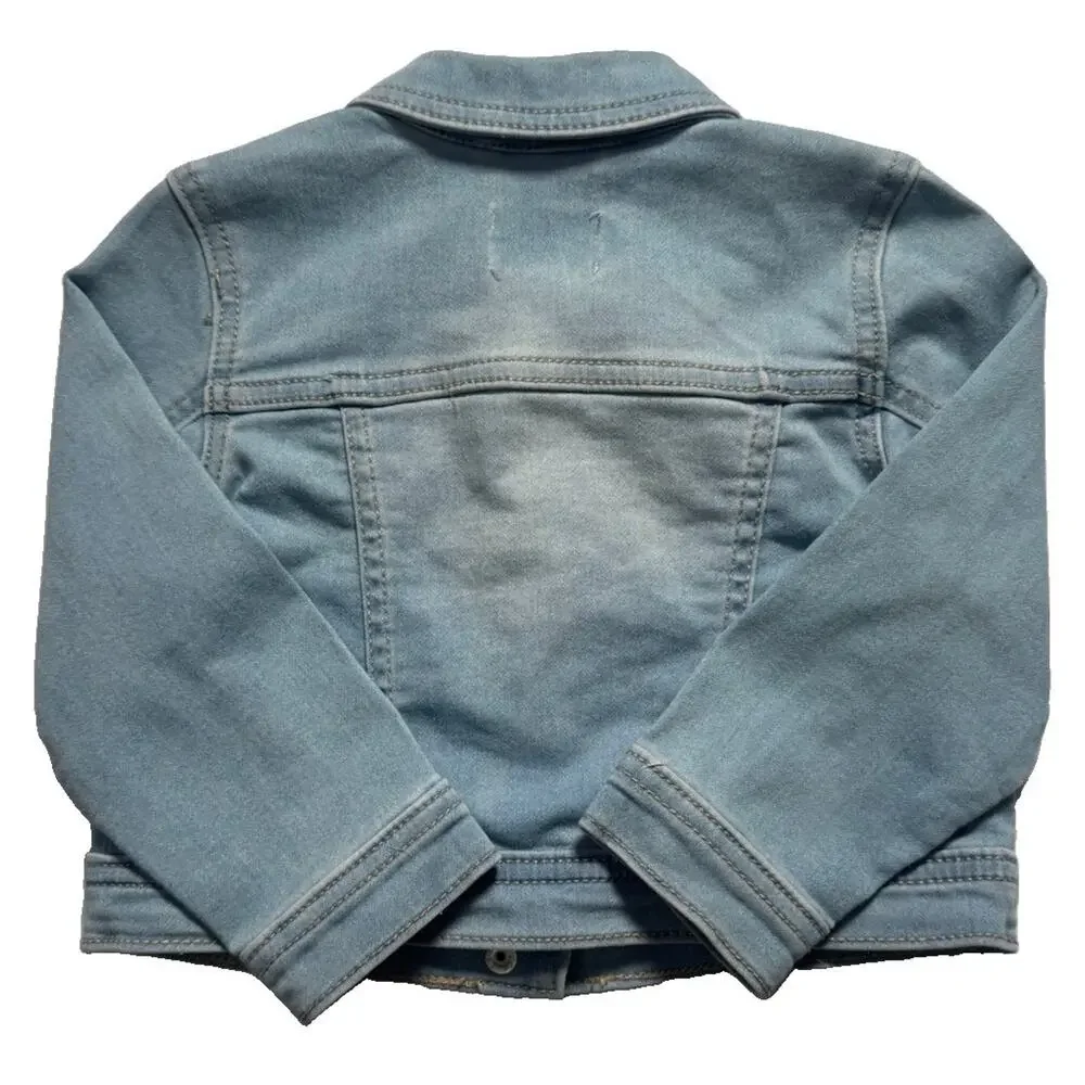 The Children’s Place Girls Denim Jacket 18-24M Light Wash Snap Front Stretch